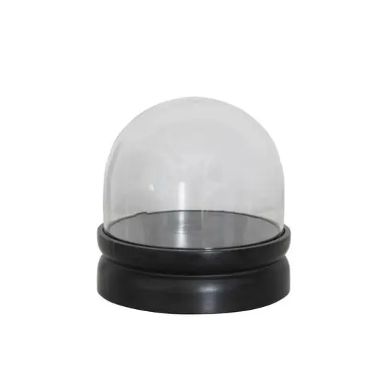 Hello Honey&reg; 8.5" Glass Cloche with Black Mango Wood Base Set {1}