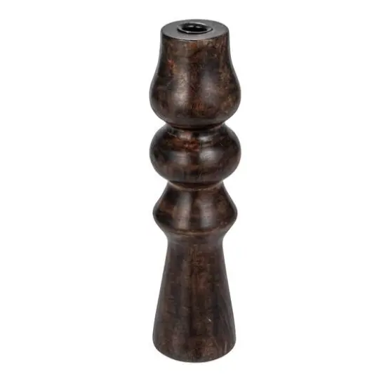 Hello Honey® 14" Decorative Espresso Finish Wood Hand-Carved Taper Candle Holder {1}