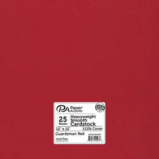 PA Paper&trade; Accents 12" x 12" 111lb. Smooth Cardstock, 25 Sheets Guardsman Red {1}