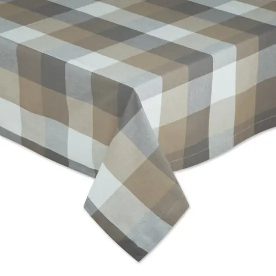 DII&reg; 52" Tri Color Check Tablecloth Stone {4}