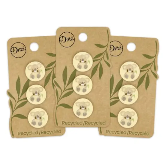 Dritz&reg; 18mm Recycled Cotton Koala Button, 9ct. Yellow {9}