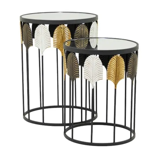 Black Metal Contemporary Accent Table Set {3}