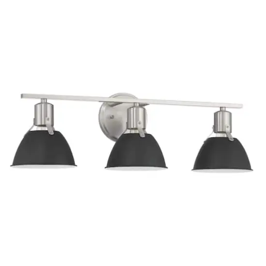 Hello Honey&reg; 24" Cooper Black & Nickel Metal 3-Light Vanity Light with Etched Glass Shades {8}