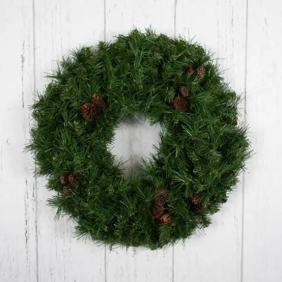 24" Dakota Red Pine Artificial Wreath with Pinecones {9}