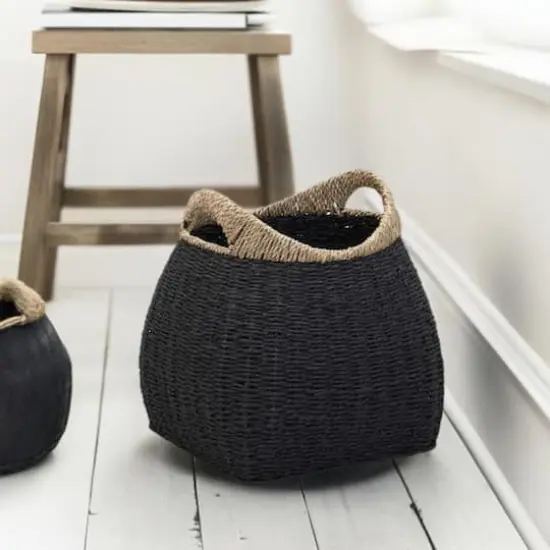 Household Essentials Black Basket with Handles {1}