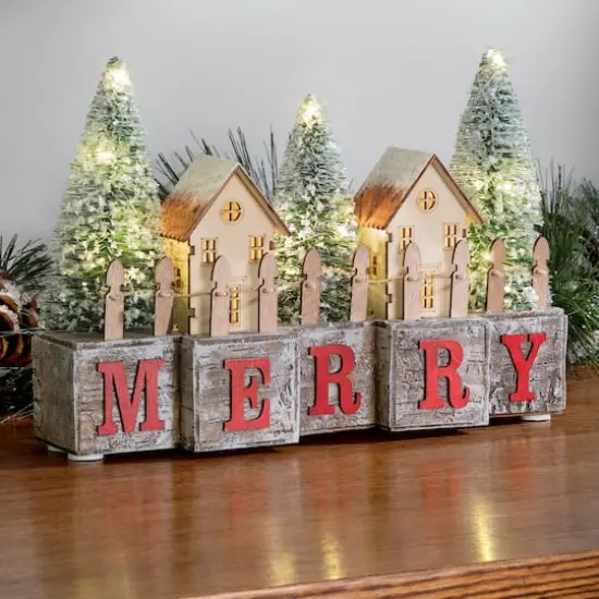 Haute Decor Lighted Merry Christmas Wood Blocks {3}