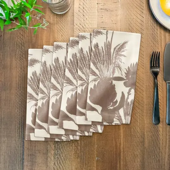 Tonal Protea Blooms Cotton Twill Napkin Neutral Tones {4}