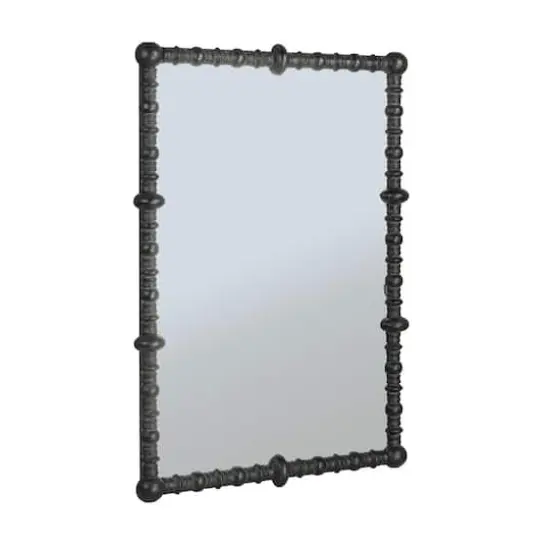 Hello Honey® 30.75" x 44" Black Chic Wood Beaded Dowel Frame Mirror {1}