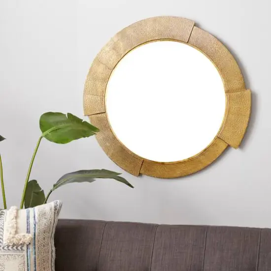 36" Gold Aluminum Contemporary Round Wall Mirror {8}