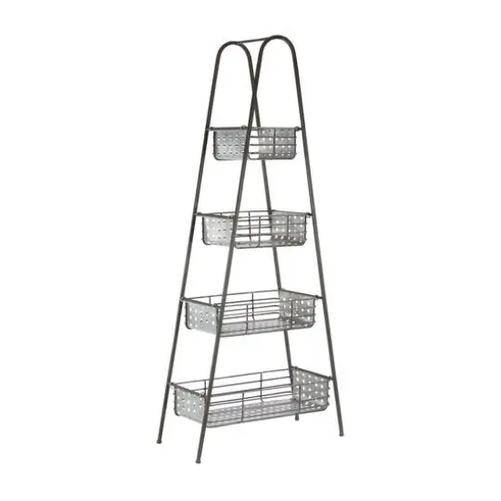Farmhouse Black Metallic 4-Tier Storage Rack {1}