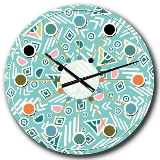Designart 'Pastel Tribal Retro Pattern Mid-Century Modern Wall Clock {1}