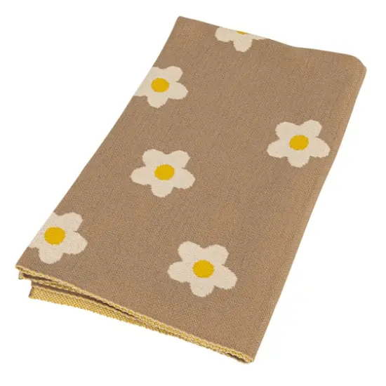 Hello Honey® Brown & White Flowers Cotton Knit Baby Blanket {1}