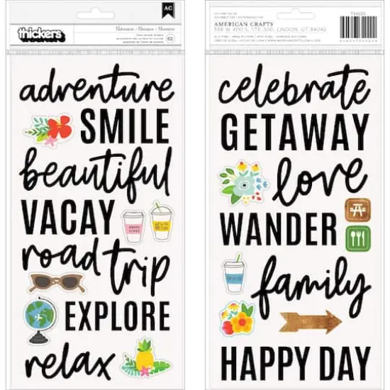 American Crafts&trade; Chasing Adventures Thickers&trade; Phrase & Icon Black Foam Stickers {1}