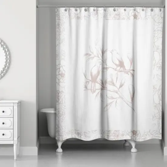 Floral Bird Perch Shower Curtain {3}