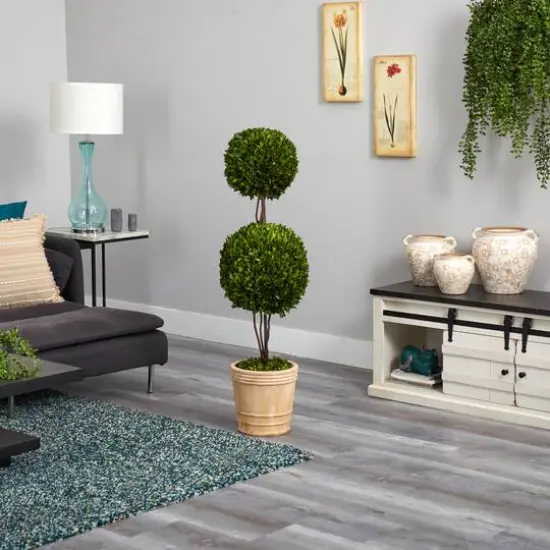 4ft. Boxwood Double Ball Topiary Tree in Planter {5}