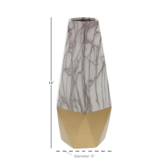 CosmoLiving by Cosmopolitan 14" Gold & Marble Stoneware Vase {4}
