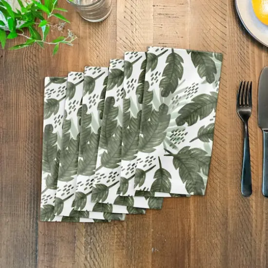 Tropical Leaves Pattern 10" x 10" Cotton Twill Napkin {4}