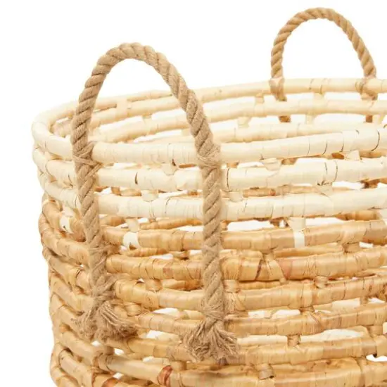 Round Beige Contemporary Sea Grass Storage Basket Set {5}
