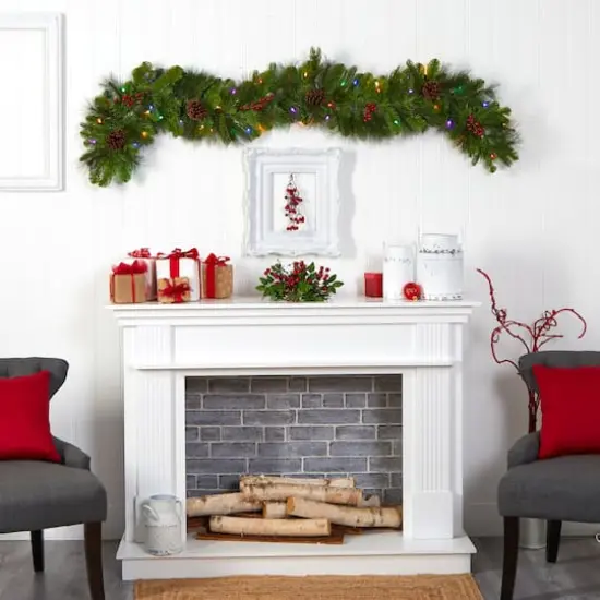 6ft. Pre-Lit LED Colorado Fir Christmas Garland with Berries & Pinecones {7}