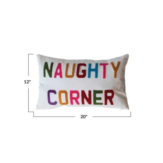Hello Honey® 20" x 12" Naughty Corner Cotton Slub Lumbar Pillow with Tufting {5}