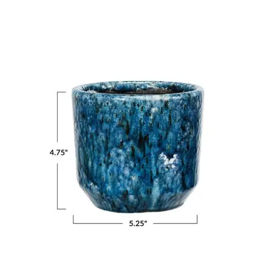 Hello Honey&reg; 5.25" Blue Crackle Glaze Decorative Terra Cotta Planter {7}