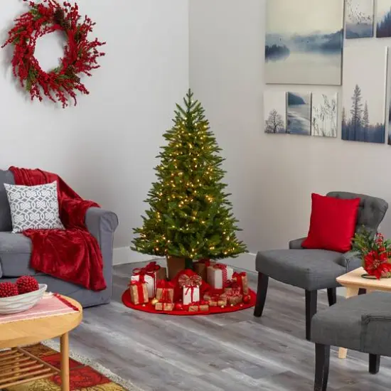 5ft. Pre-Lit Cambridge Fir Artificial Christmas Tree, Clear LED Lights {8}