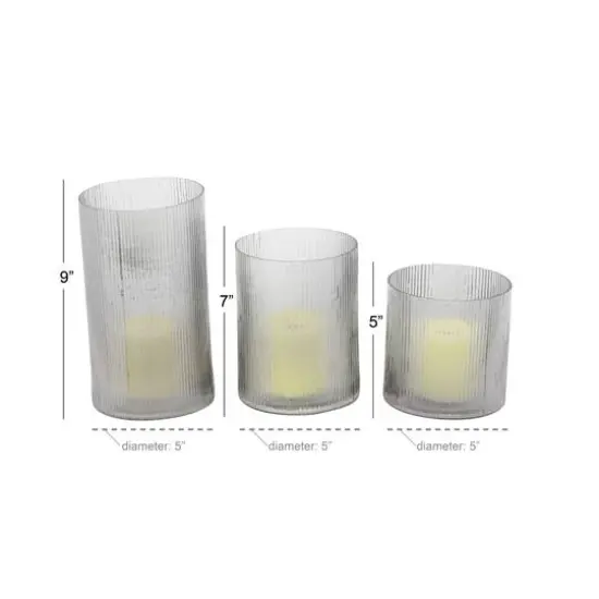 Set of 3 Clear Glass Traditional Candle Holder, 5", 7", 9" {6}