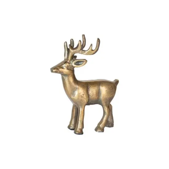 Hello Honey&reg; 6.75" Antique Gold Finish Cast Aluminum Reindeer {4}