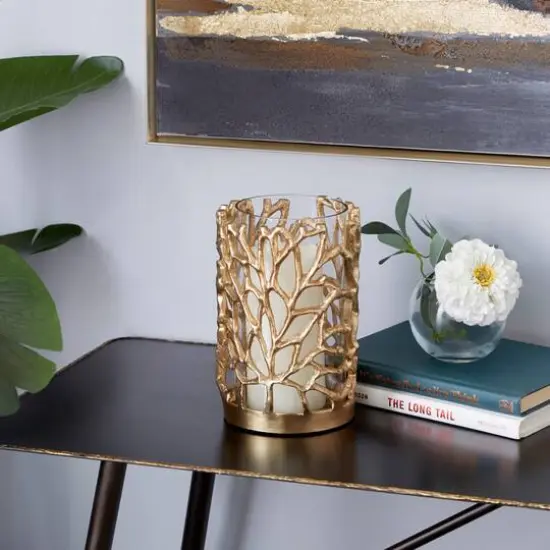 Gold Aluminum Coastal Candle Holder, 8" x 5" x 5" {6}