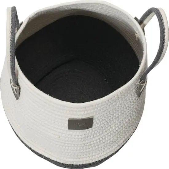 Household Essentials 15" Black & Ivory Bono Rope Basket {7}