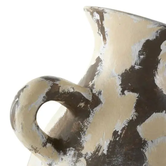 16.5" Cream Ceramic Vase with Curved Handle {6}