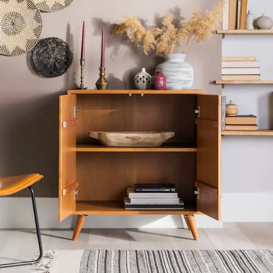 Walker Edison Caramel Chevron 2 Door Accent Cabinet {5}