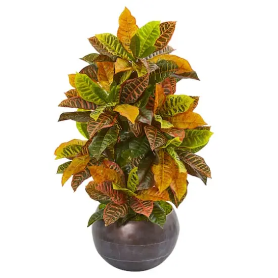 3ft. Croton Artificial Plant in Metal Bowl {1}