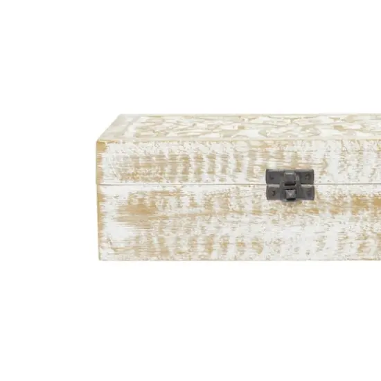 Distressed White Wooden Filigree Decorative Box Set {8}