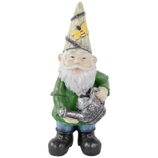 15.5" Gnome with Watering Can Outdoor Garden Statue {1}
