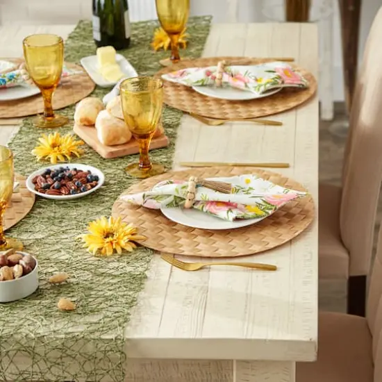DII&reg; Reversible Round Basket Weave Woven Placemats, 4ct. Natural {4}