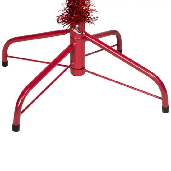 7ft. Unlit Red Artificial Tinsel Christmas Tree {7}
