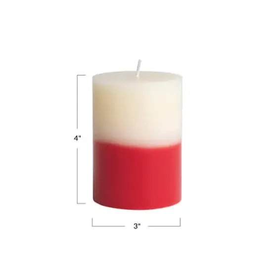 Hello Honey&reg; 4" Red & Cream Unscented Pillar Candle {4}