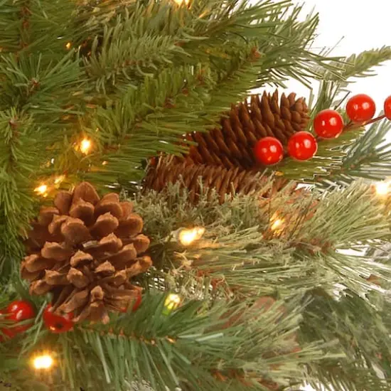 24" Feel Real&reg; Colonial Wreath with Pine Cones, Red Berries & Dual Color LED Lights {4}