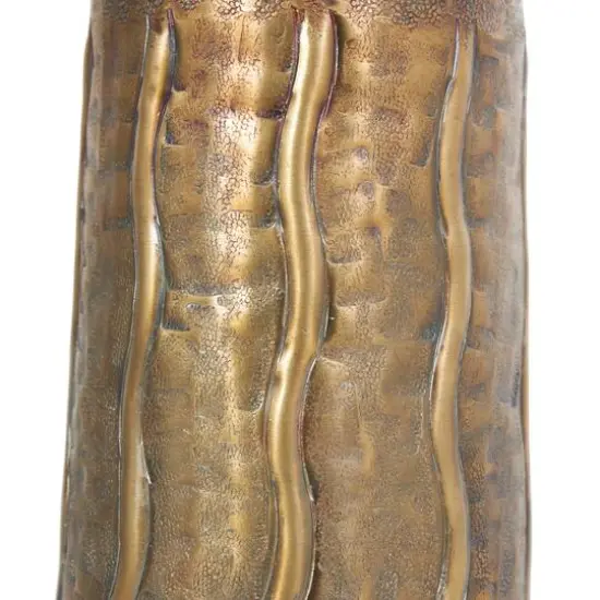 14" Brass Metal Snakeskin Inspired Vase with Dimensional Wavy Accents {7}