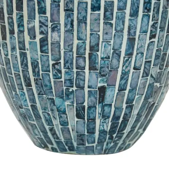 16" Blue Mother of Pearl Coastal Vase {5}