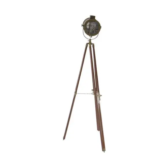 71" Brown Wood Industrial Floor Lamp {3}