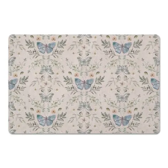 Butterfly Pattern Floor Mat Cream {1}