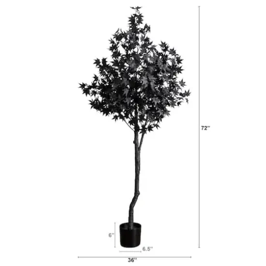 6ft. Pre-Lit Artificial Halloween Black Maple Tree with 300 Orange & Purple LED Lights {3}