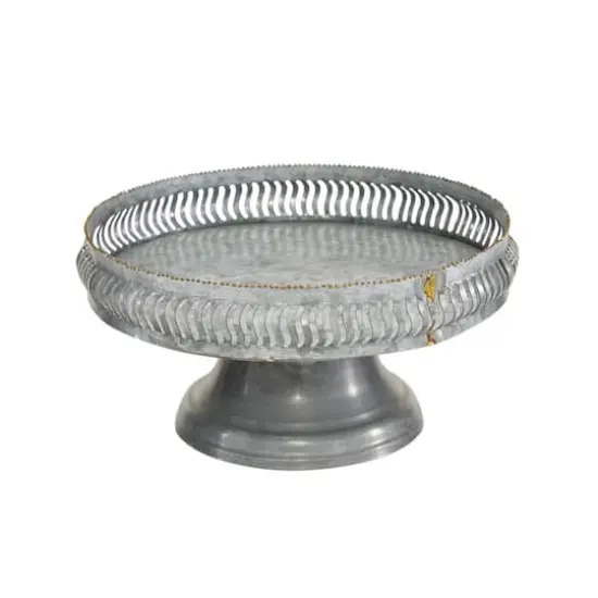 Set of 2 Grey Metal Farmhouse Cake Stand, 16", 12" {3}