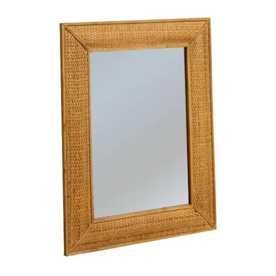 Hello Honey&reg; 26" Natural Rectangle Wall Mirror with Rattan Detail {1}