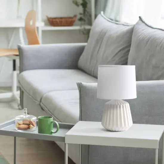 Simple Designs 11.3" Petite Off White Pleated Base Table Lamp {6}