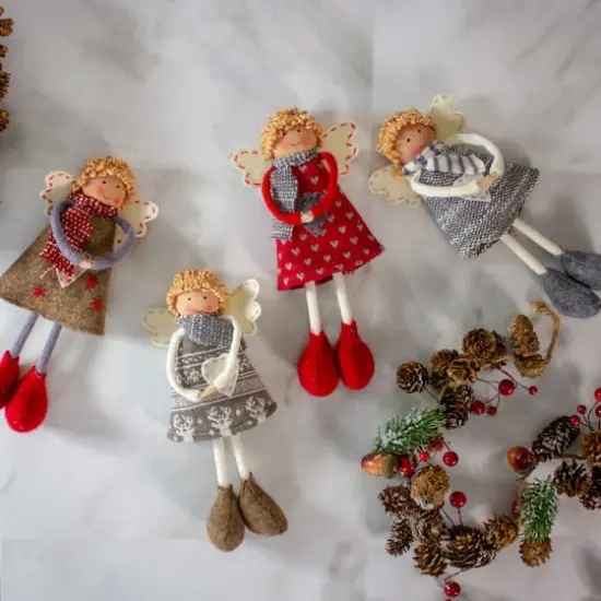 9" Standing Angel Sisters Christmas D&eacute;cor Set {3}