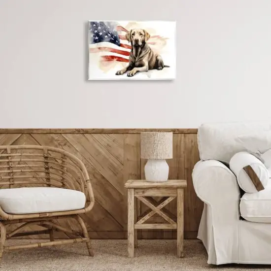 Stupell Industries Patriotic Dog with Flag Wall Plaque Art {3}