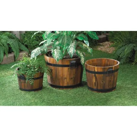3 Apple Barrel Planters Set {3}